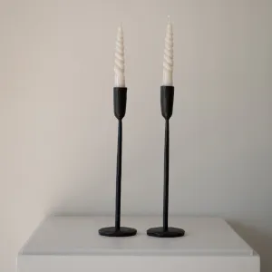 BLACK METAL CANDLE HOLDER (SET OF TWO)