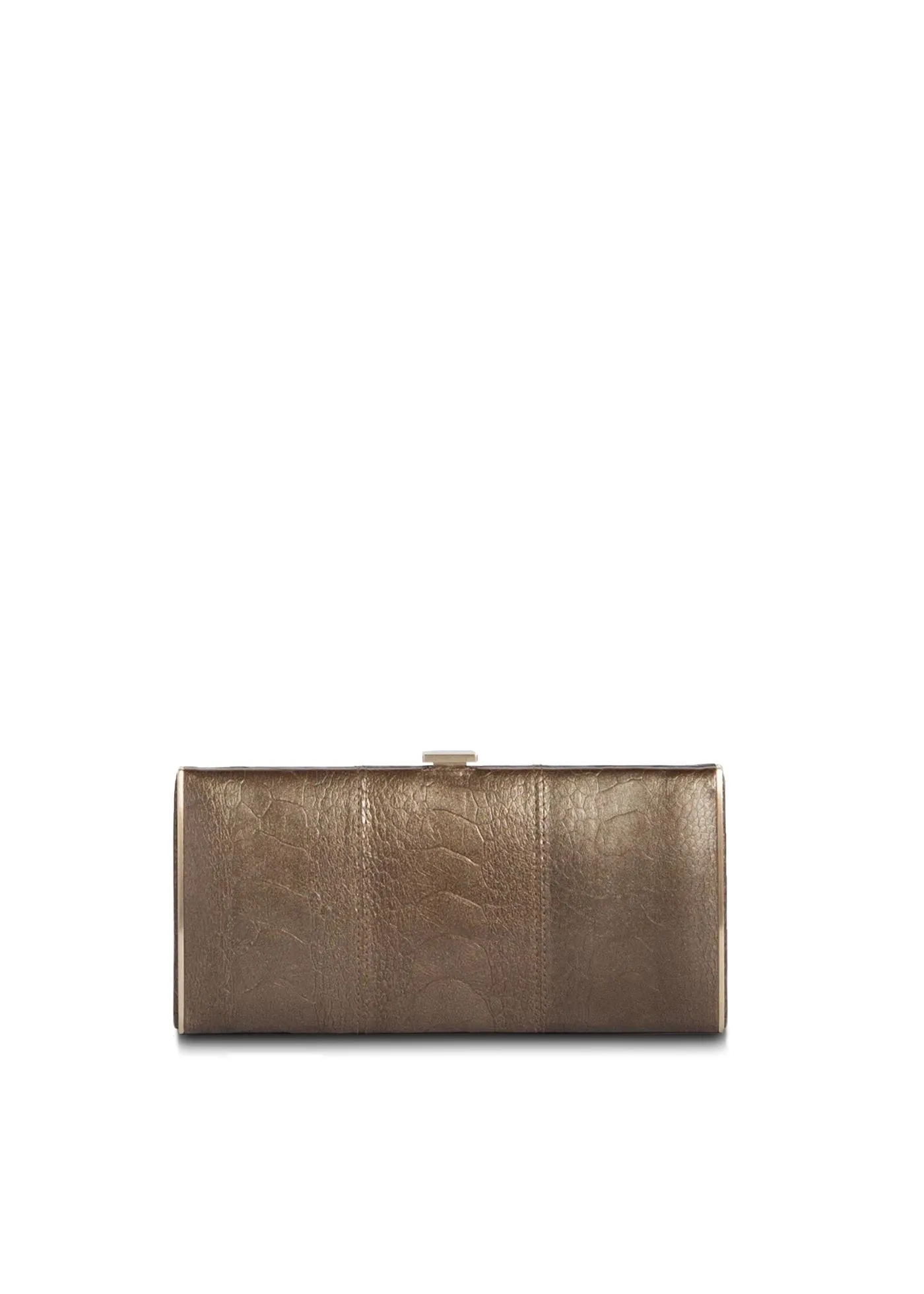 Box Wallet, Bronze Metallic Ostrich Sh., Gold-Tone