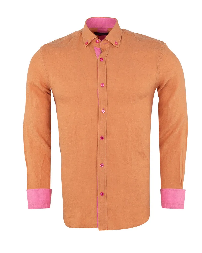 Brown Linen Long Sleeve Shirt