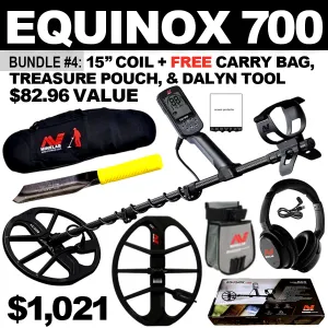 Bundle #4: Equinox 700 includes WHP   15” Coil. FREE Carry Bag, Treasure Pouch, &; Dalyn Digging Tool ($82.96 Value)