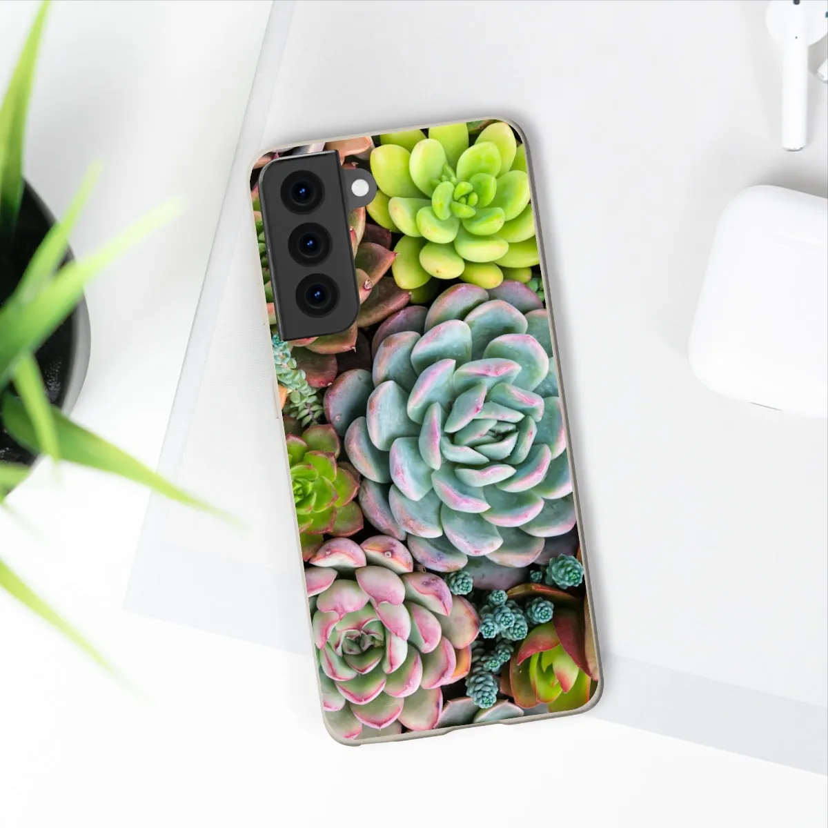 Cactus Eco Phone Case, Succulent iPhone 13 12 11 Pro Biodegradable Mini Plant Samsung Galaxy S20 S21 S22 Eco Friendly