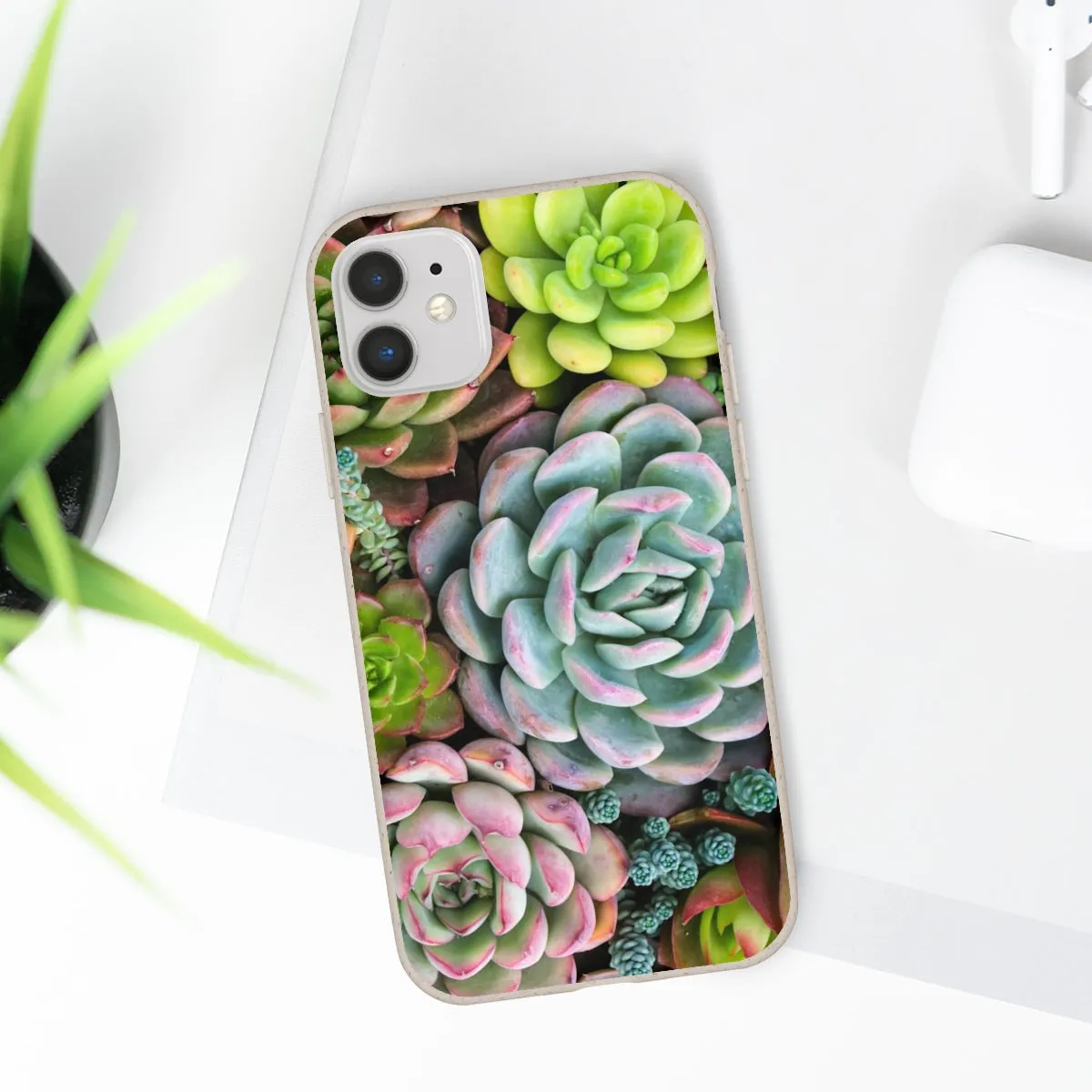 Cactus Eco Phone Case, Succulent iPhone 13 12 11 Pro Biodegradable Mini Plant Samsung Galaxy S20 S21 S22 Eco Friendly