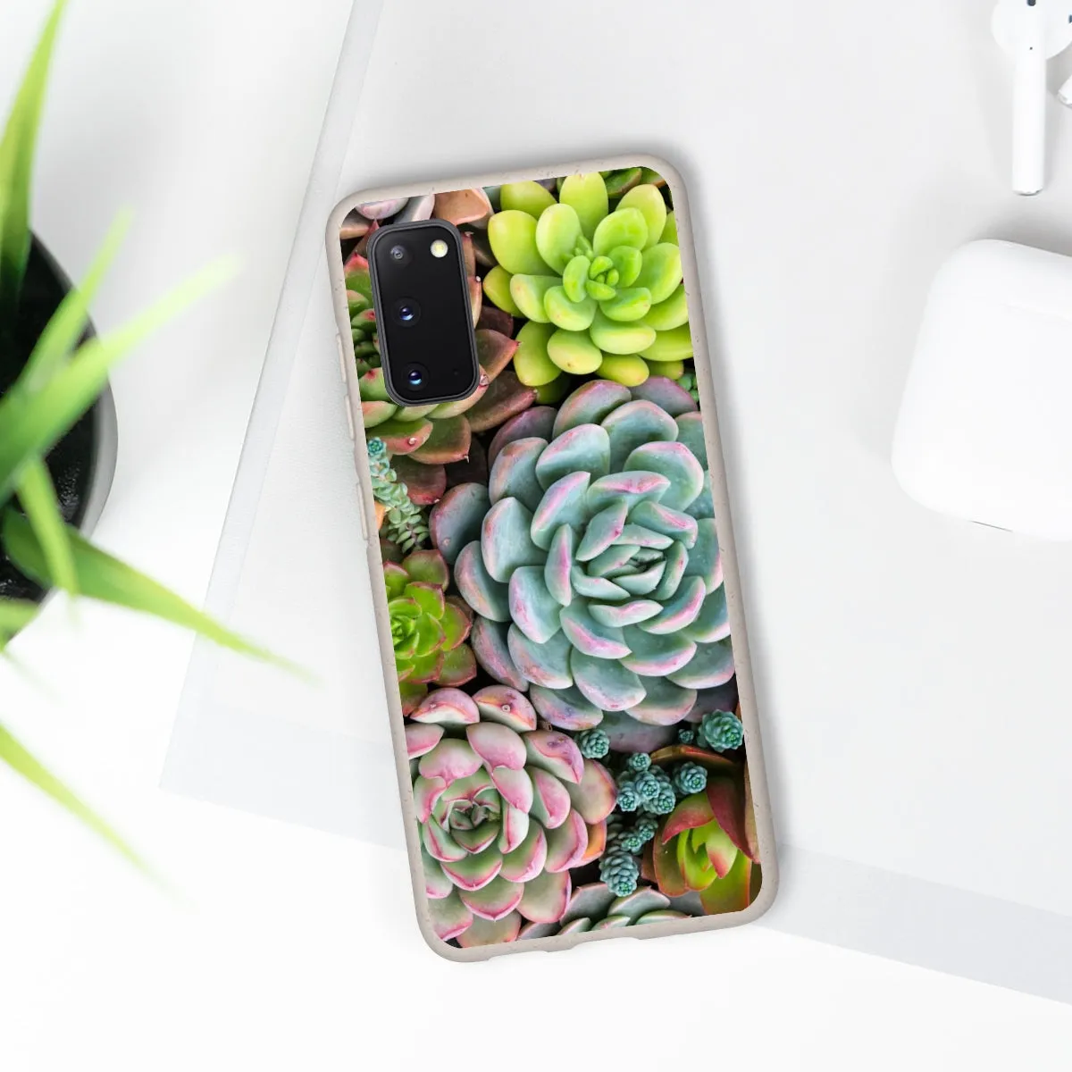 Cactus Eco Phone Case, Succulent iPhone 13 12 11 Pro Biodegradable Mini Plant Samsung Galaxy S20 S21 S22 Eco Friendly