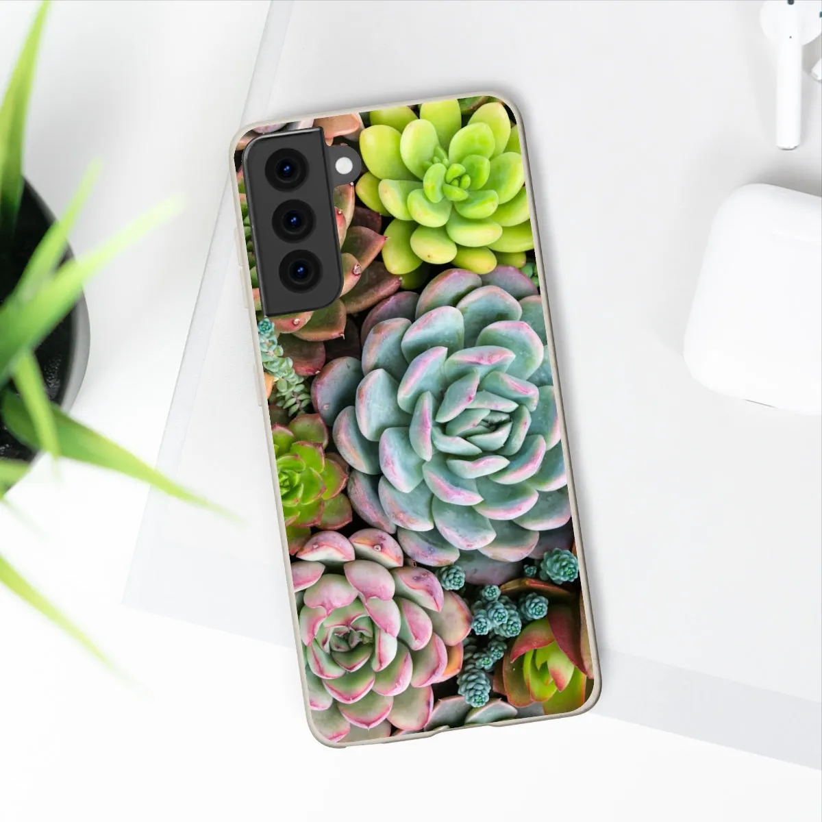 Cactus Eco Phone Case, Succulent iPhone 13 12 11 Pro Biodegradable Mini Plant Samsung Galaxy S20 S21 S22 Eco Friendly