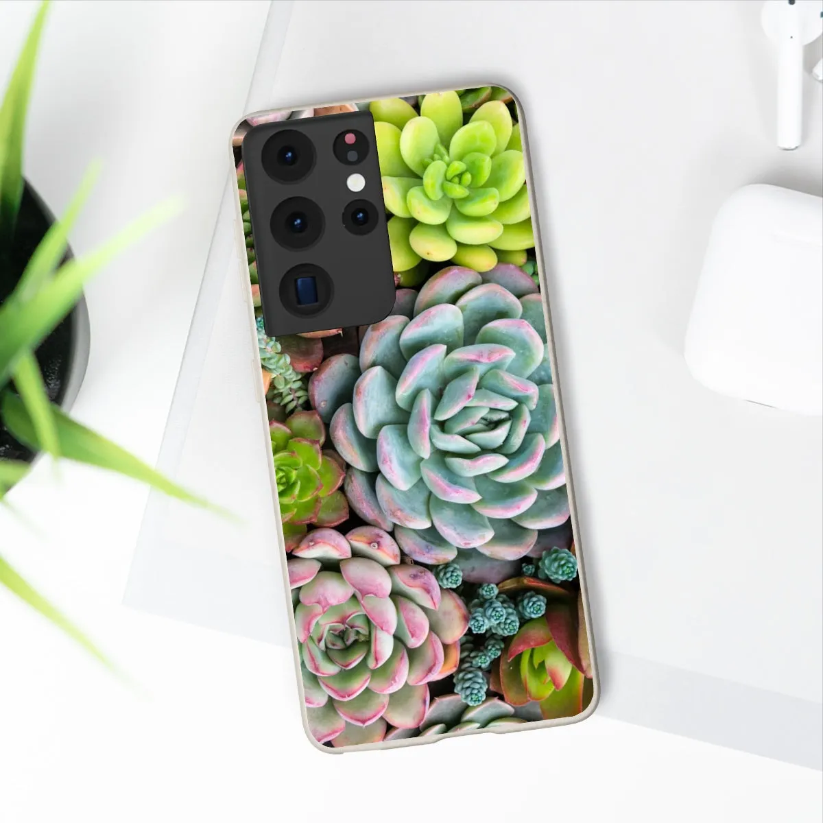 Cactus Eco Phone Case, Succulent iPhone 13 12 11 Pro Biodegradable Mini Plant Samsung Galaxy S20 S21 S22 Eco Friendly