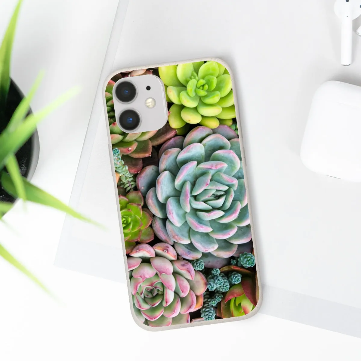 Cactus Eco Phone Case, Succulent iPhone 13 12 11 Pro Biodegradable Mini Plant Samsung Galaxy S20 S21 S22 Eco Friendly