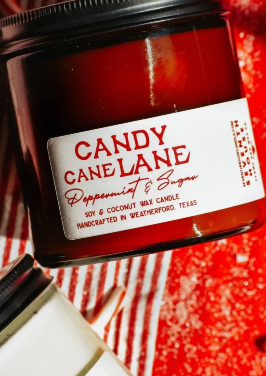 CANDY CANE LANE CANDLE - Peppermint & Sugar