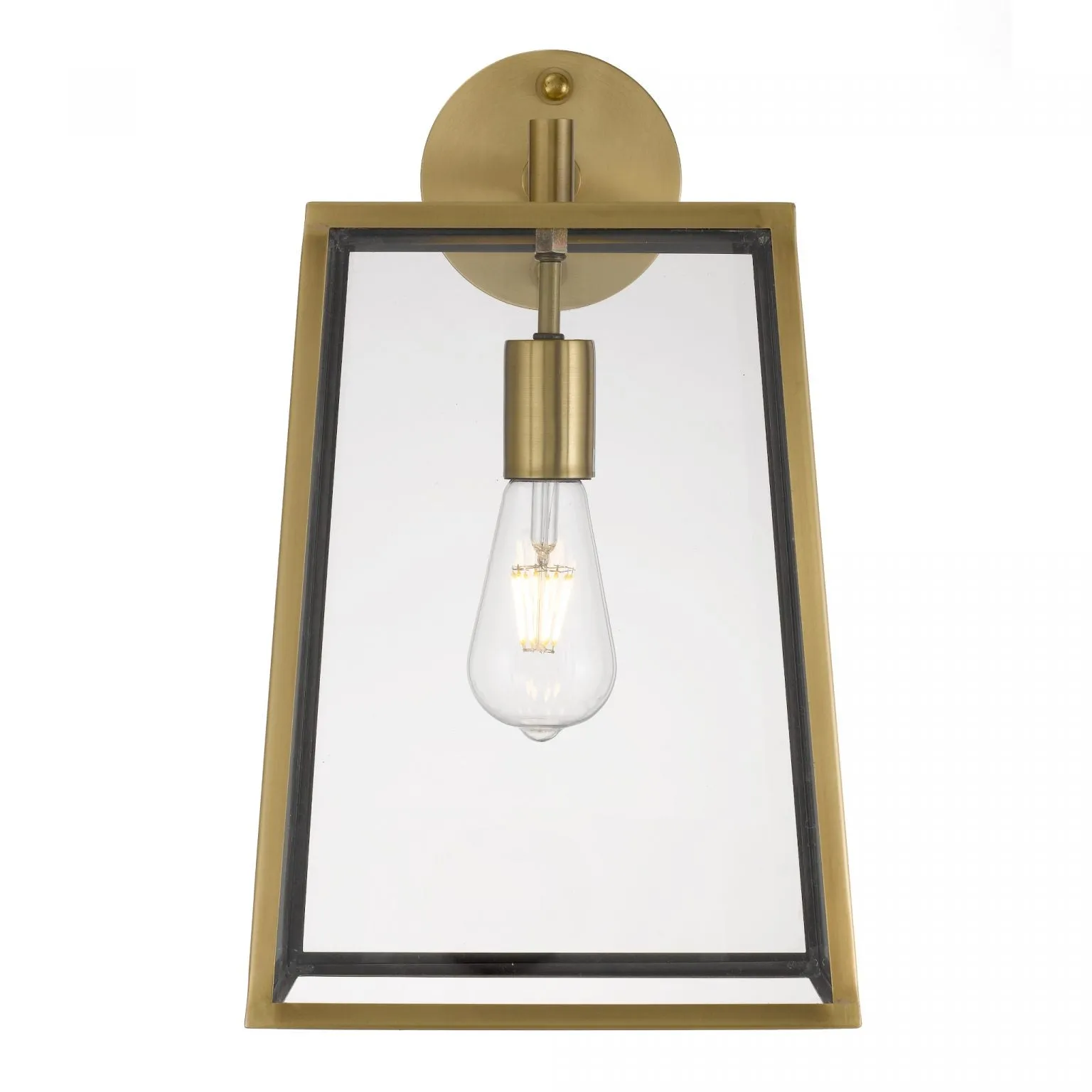 Cantena 25cm Antique Brass with Clear Glass Panel Exterior Coach Light