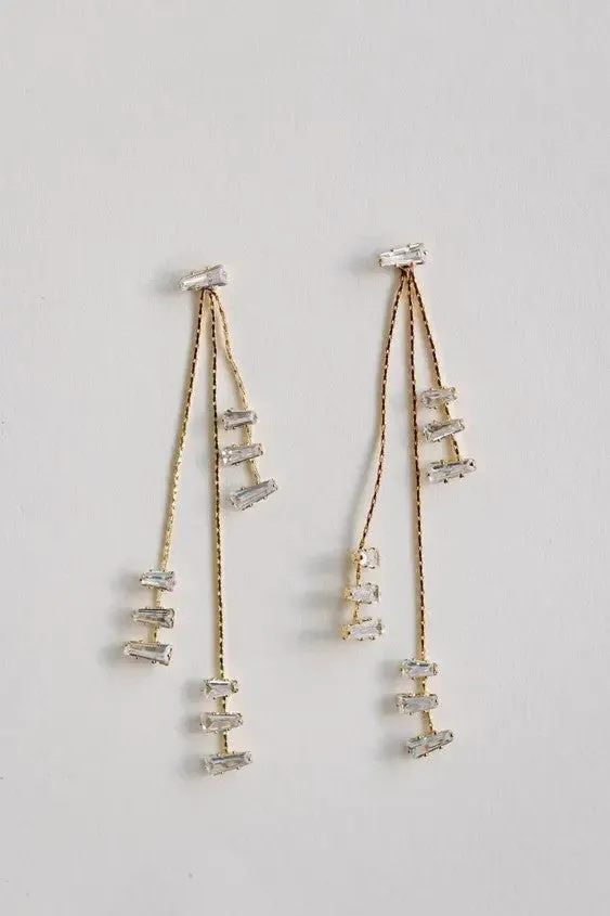 Cascading Diamond Tassel Statement Earrings