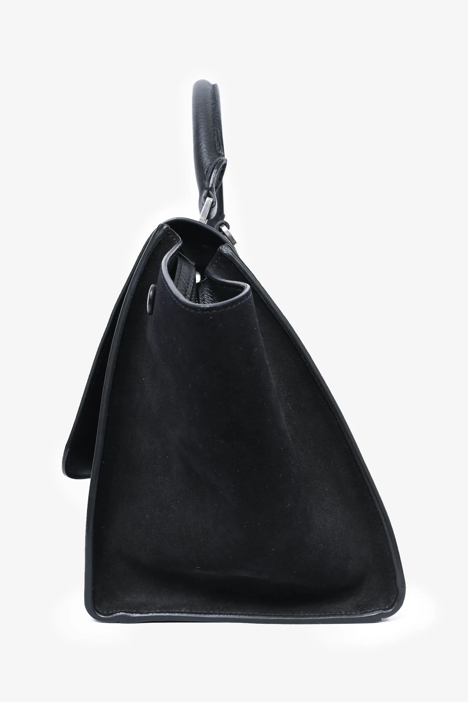 Celine 2015 Black Grained Leather/Suede Small Trapeze Top Handle with Strap