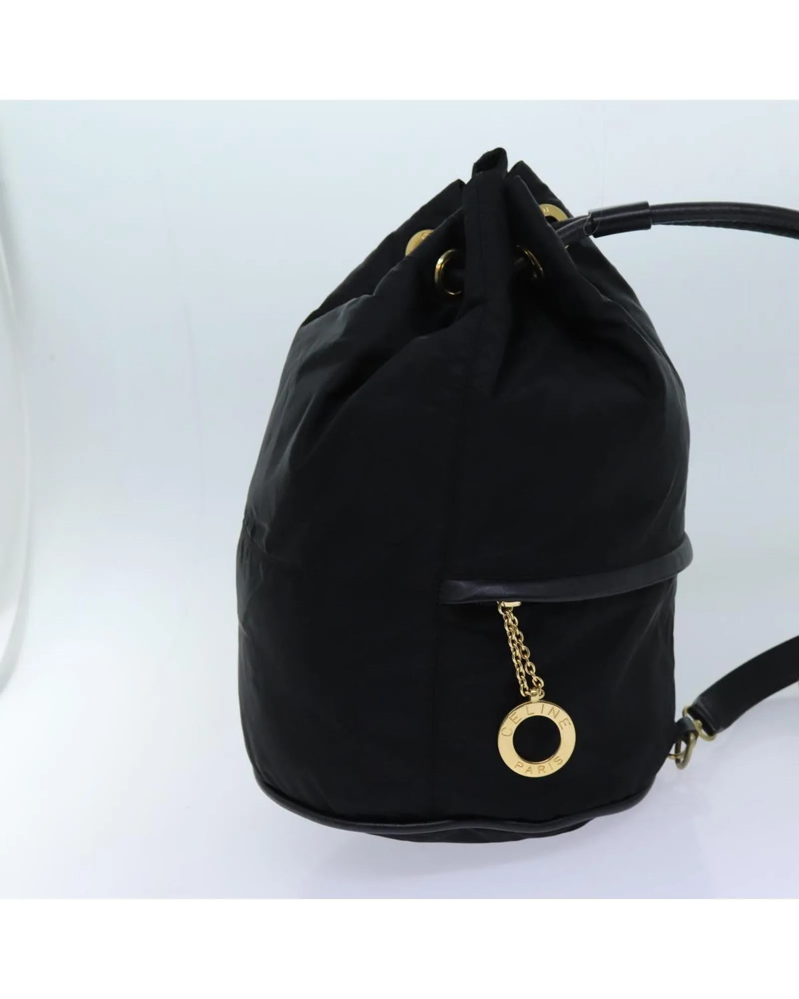 CELINE Black Nylon Bucket Bag