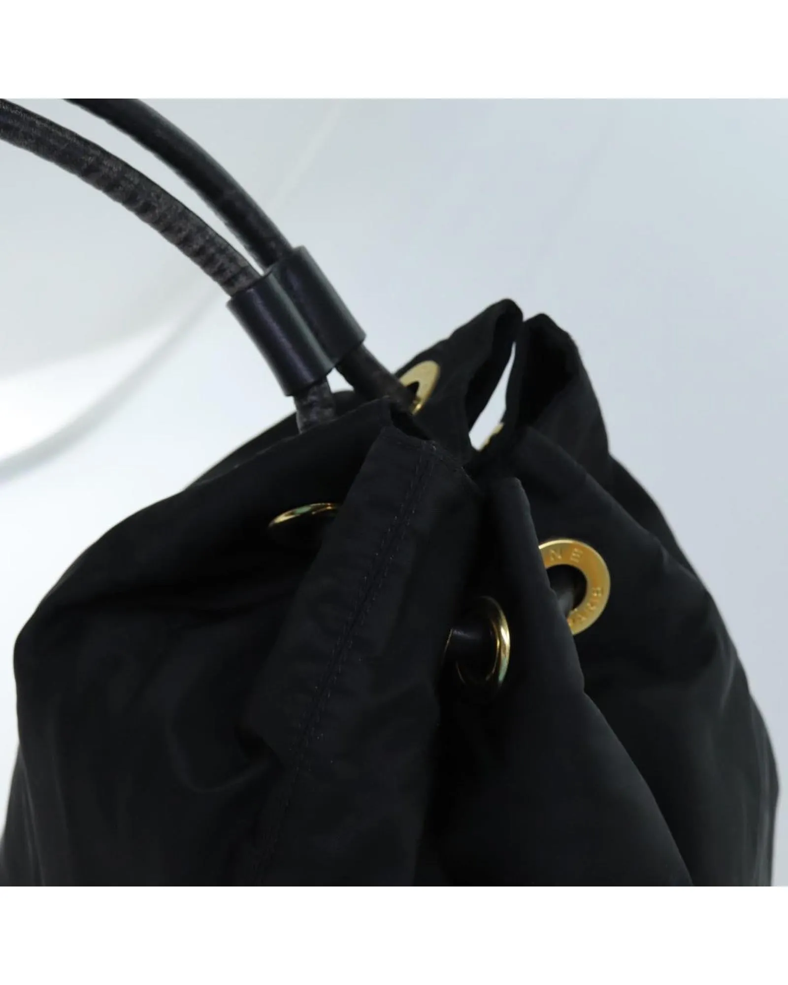 CELINE Black Nylon Bucket Bag