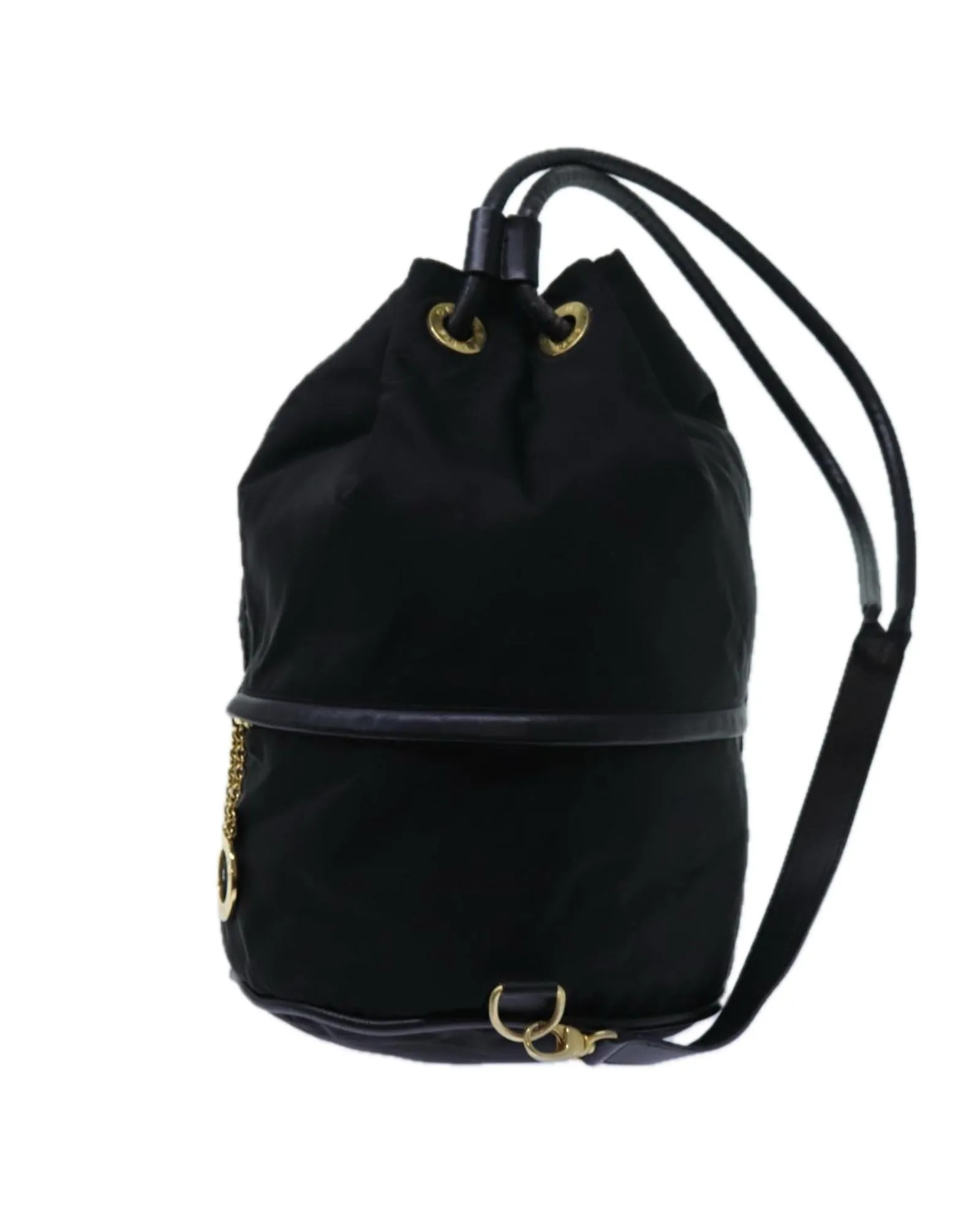 CELINE Black Nylon Bucket Bag