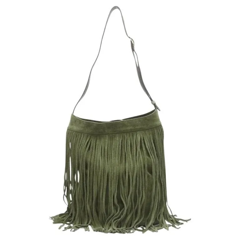 Celine Olive Suede Bucket Bag