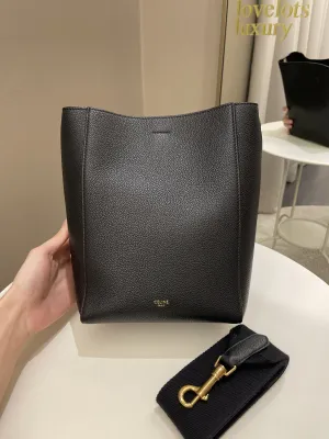 Celine Sangle Bucket Bag Black Grainy Calfskin