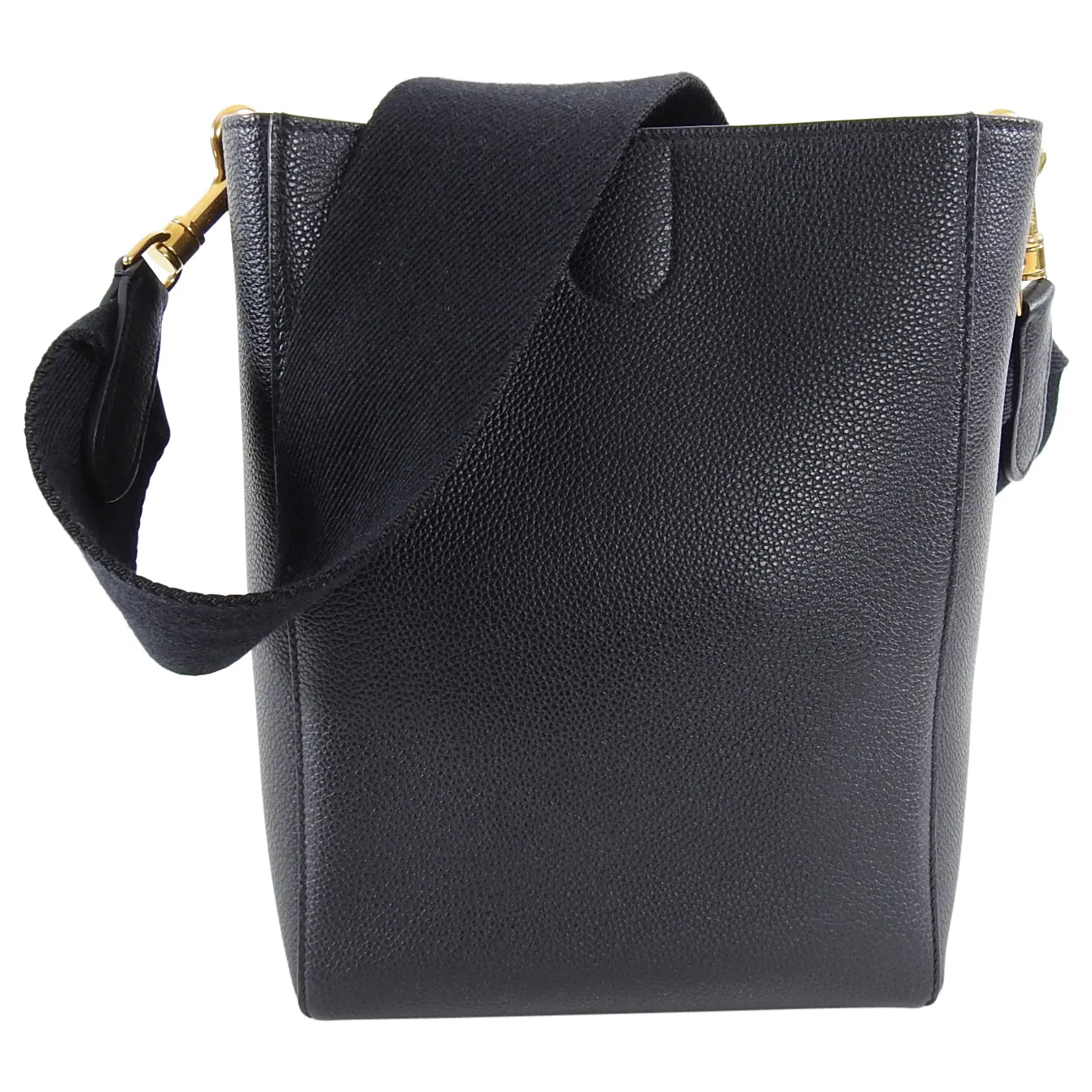 Celine Sangle Small Black Grained Leather Shoulder Bag