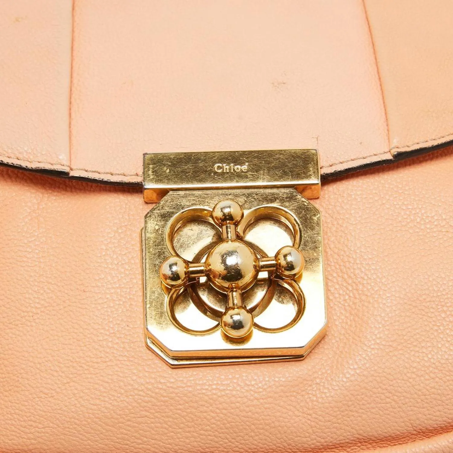 Chloe Peach Leather Elise Neo Folk Shoulder Bag