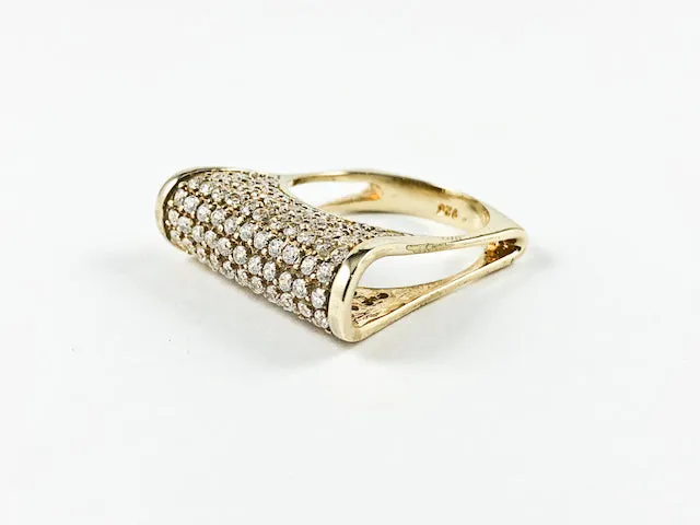 Classic Elegant Thin Shape Bar Design Yellow Gold Silver Ring