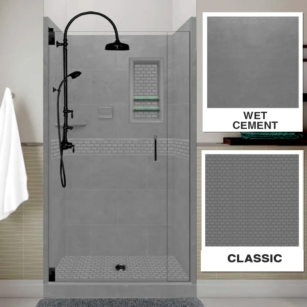 Classic Wet Cement Small Alcove Shower Enclosure Kit