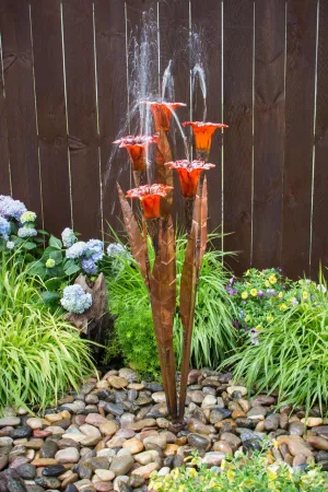 Copper Fountain Kit - Orange Trumpet Flower