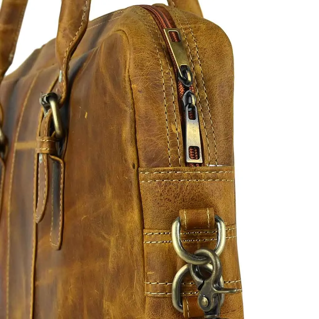 Crazy Horse Vintage Leather Bag Brown Edge Business Leather Bag