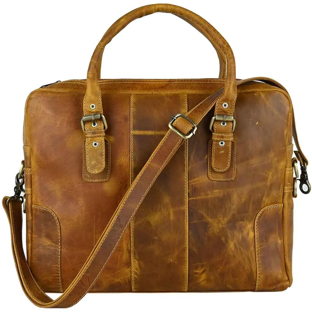 Crazy Horse Vintage Leather Bag Brown Edge Business Leather Bag