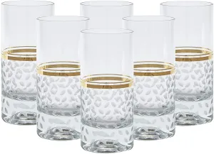 Crystal Stunning Highball Glasses, 6"H 13oz Capacity, Gold