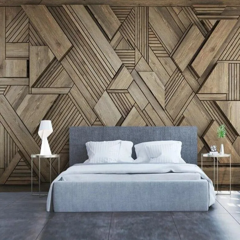 Custom Wallpaper Mural 3D Effect Golden Geometric Shapes (㎡)