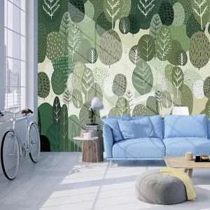 Custom Wallpaper Mural Nordic Style Hand-painted Woods (㎡)