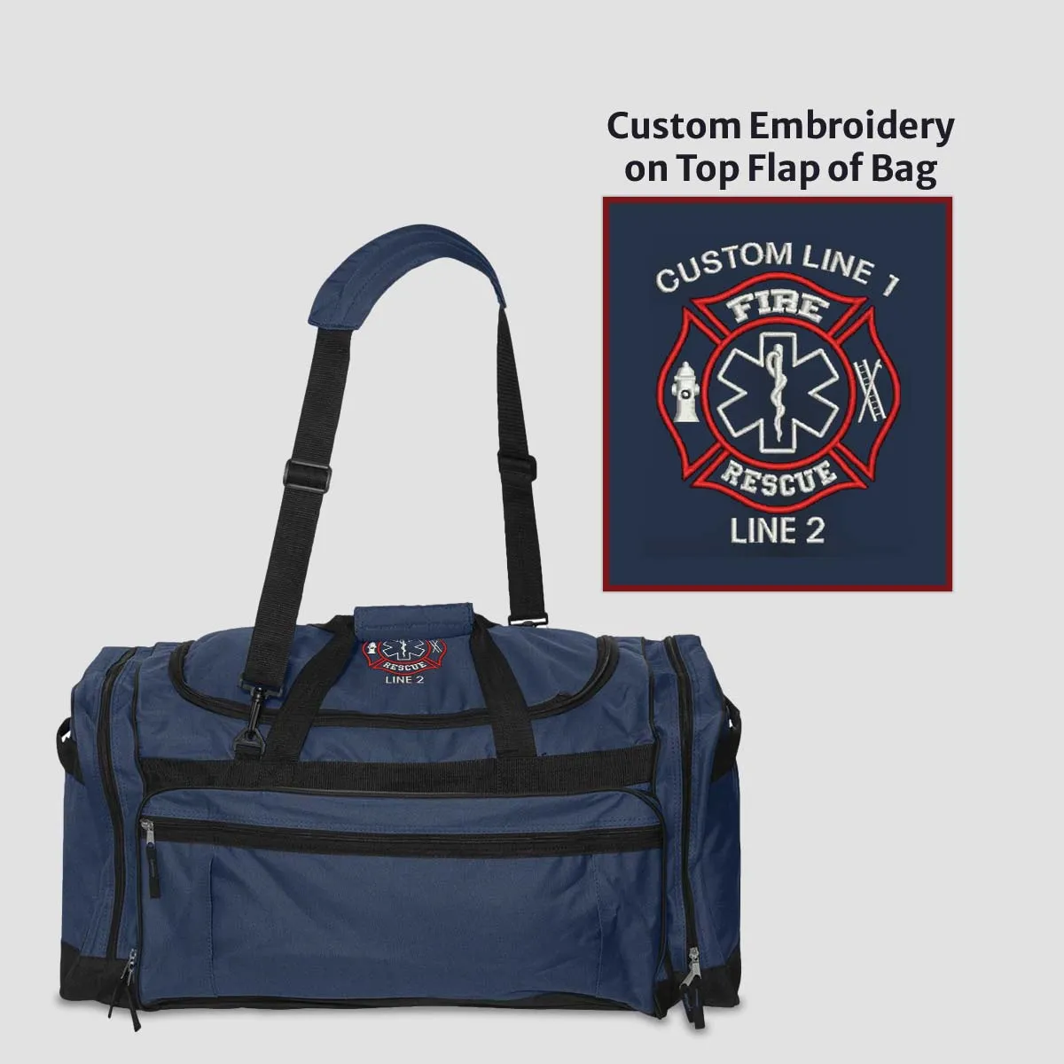 Customized 27" Large Duffel Bag with Fire Rescue Embroidery