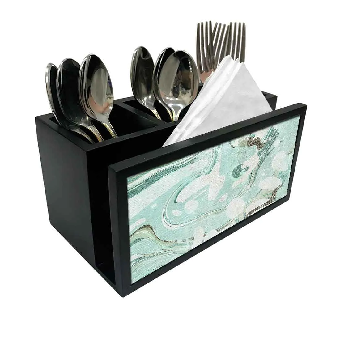 Cutlery Tissue Holder Napkin Stand -  Green Marble