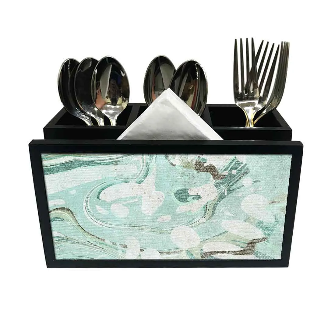 Cutlery Tissue Holder Napkin Stand -  Green Marble