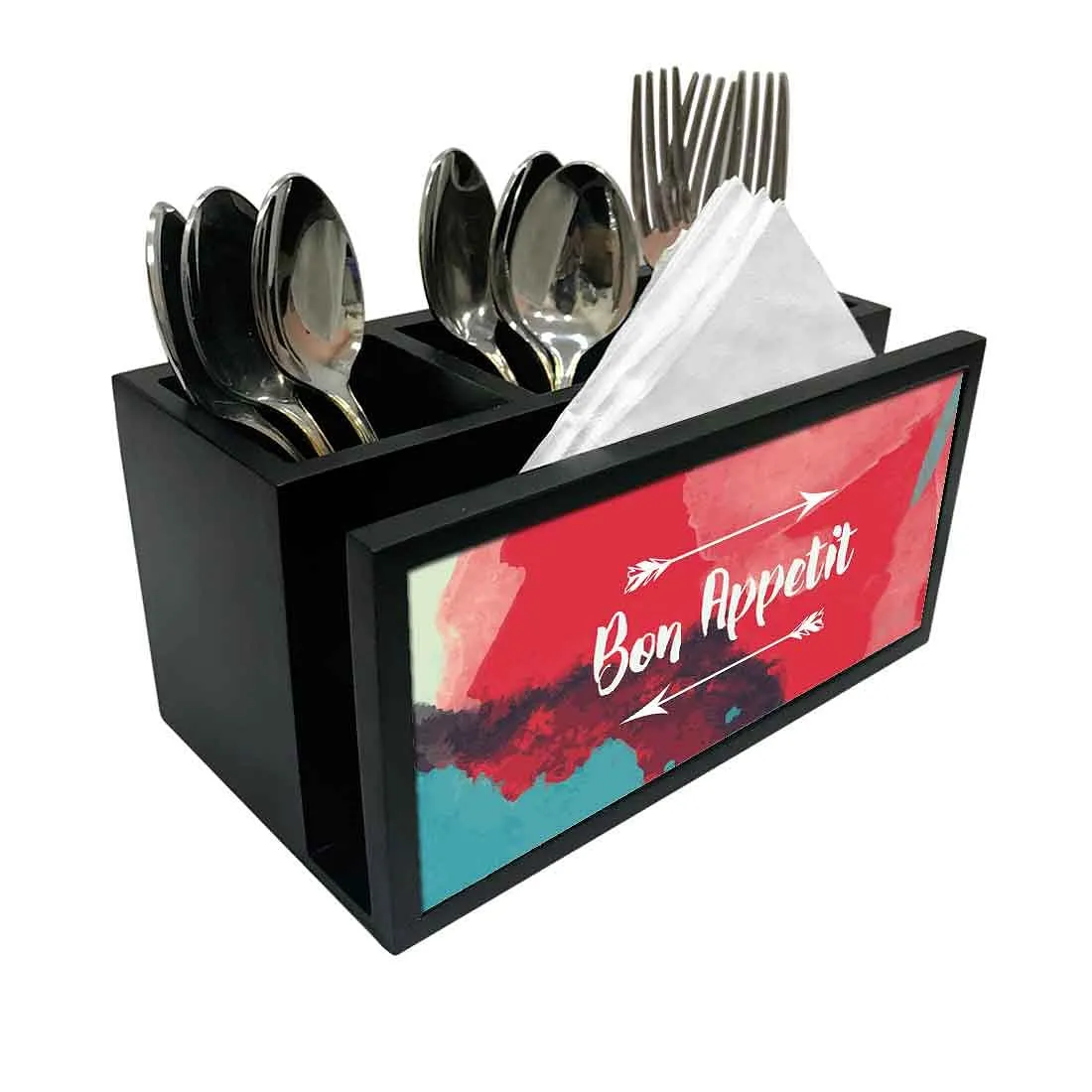 Cutlery Tissue Holder Napkin Stand -  Red Watercolor