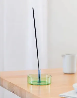 Duo Tone Glass Incense Holder - Green / Blue