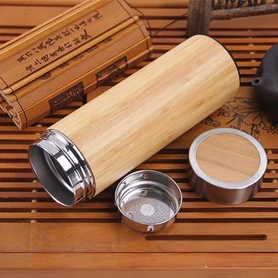 Eco Friendly Bamboo and Stainless Steel Insulated Flask