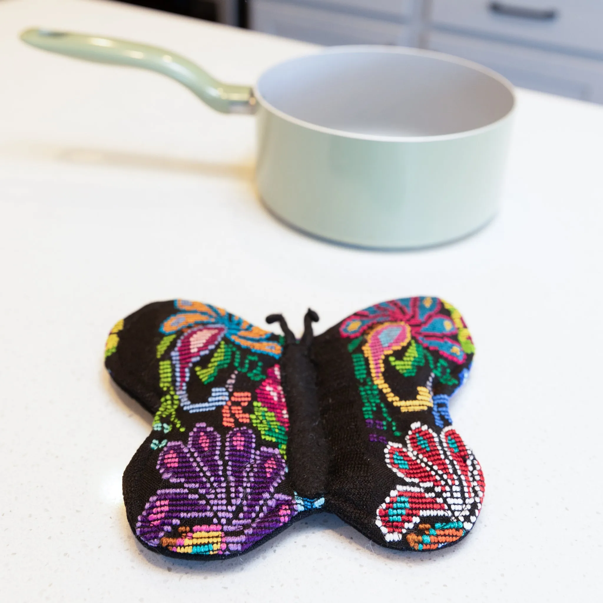 Eco-Friendly Brocade Butterfly Pot Holder