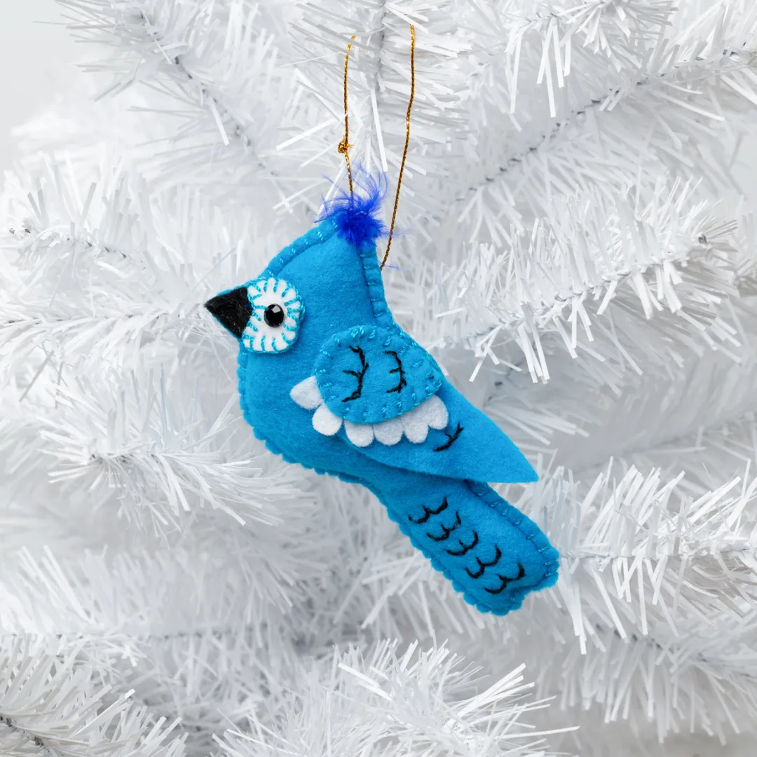 Eco-Friendly Felt Bluejay Christmas Ornament