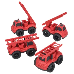 Eco-Friendly Fire Trucks | 4-Piece Compostable Vehicle Set