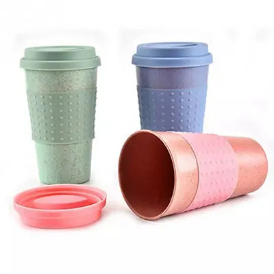 Eco Friendly Wheat Straw and Silicone Coffee Cup