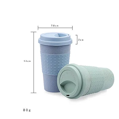 Eco Friendly Wheat Straw and Silicone Coffee Cup