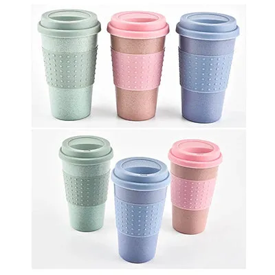 Eco Friendly Wheat Straw and Silicone Coffee Cup