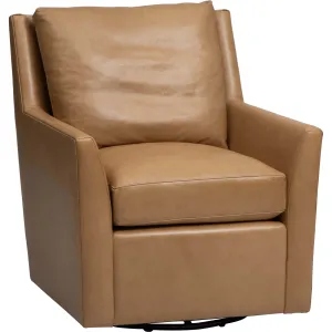 Embry Leather Swivel Chair, Landry Fawn