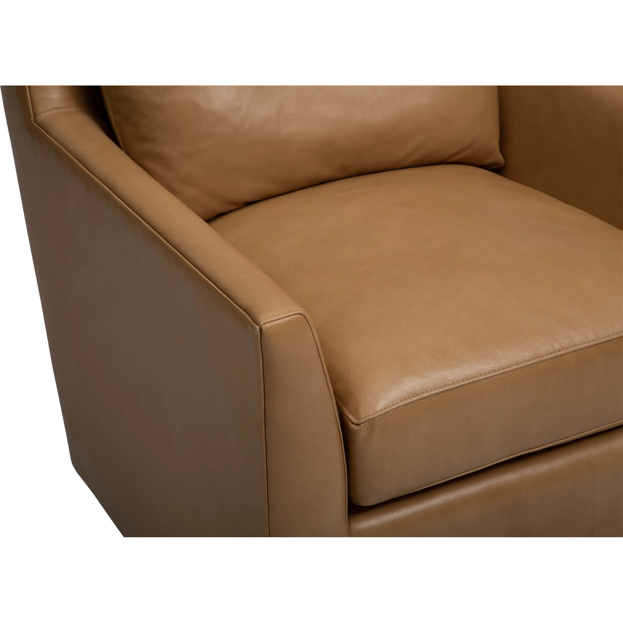 Embry Leather Swivel Chair, Landry Fawn