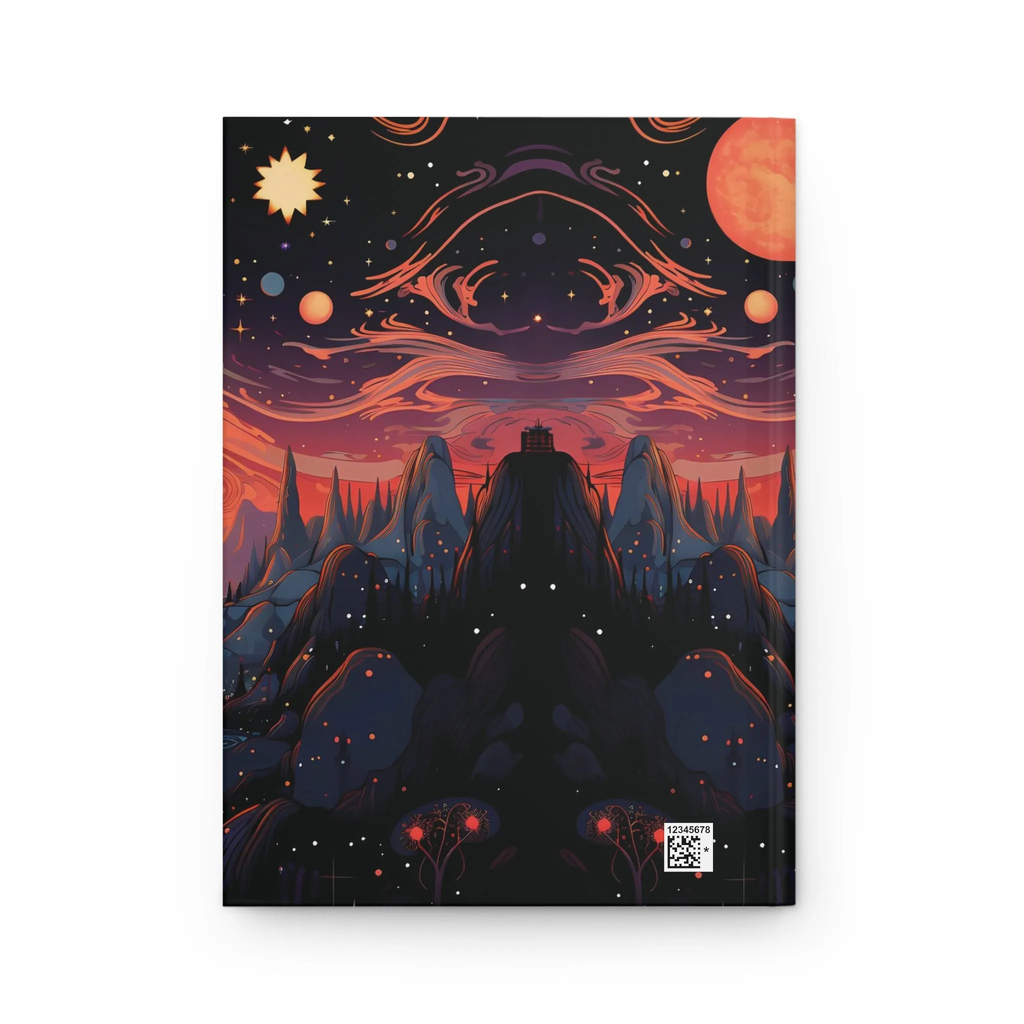 Fantasy Celestial Hardcover Journal | Serene Mountain and River Blank Book | Stars Space and Sunset Lined Notebook Aesthetic Diary Dream Log