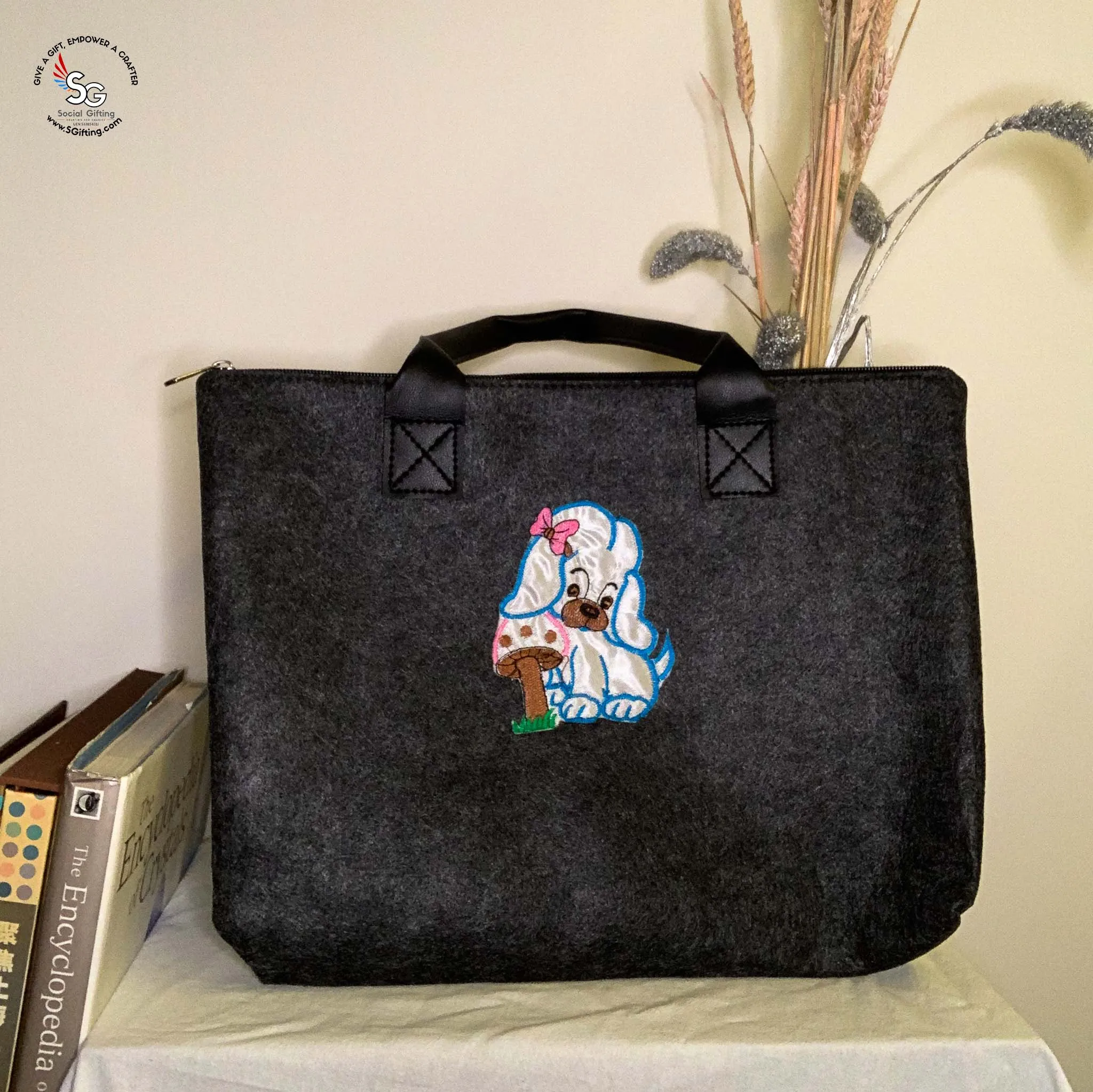 Felt Laptop Bag with Iron-on Patch - B