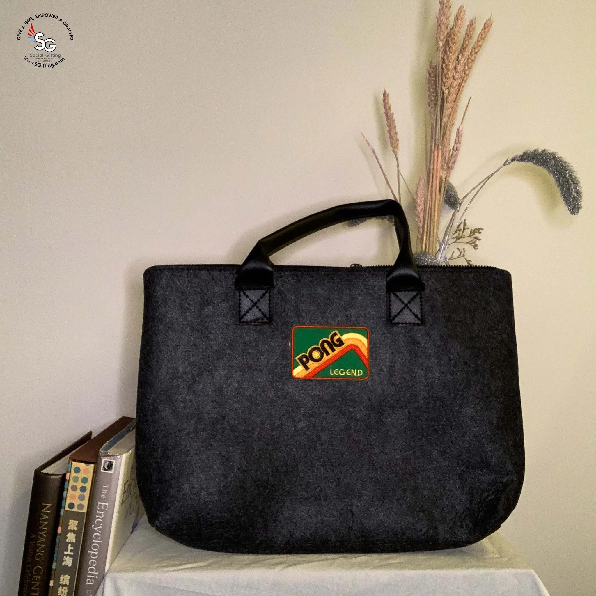 Felt Laptop Bag with Iron-on Patch - B