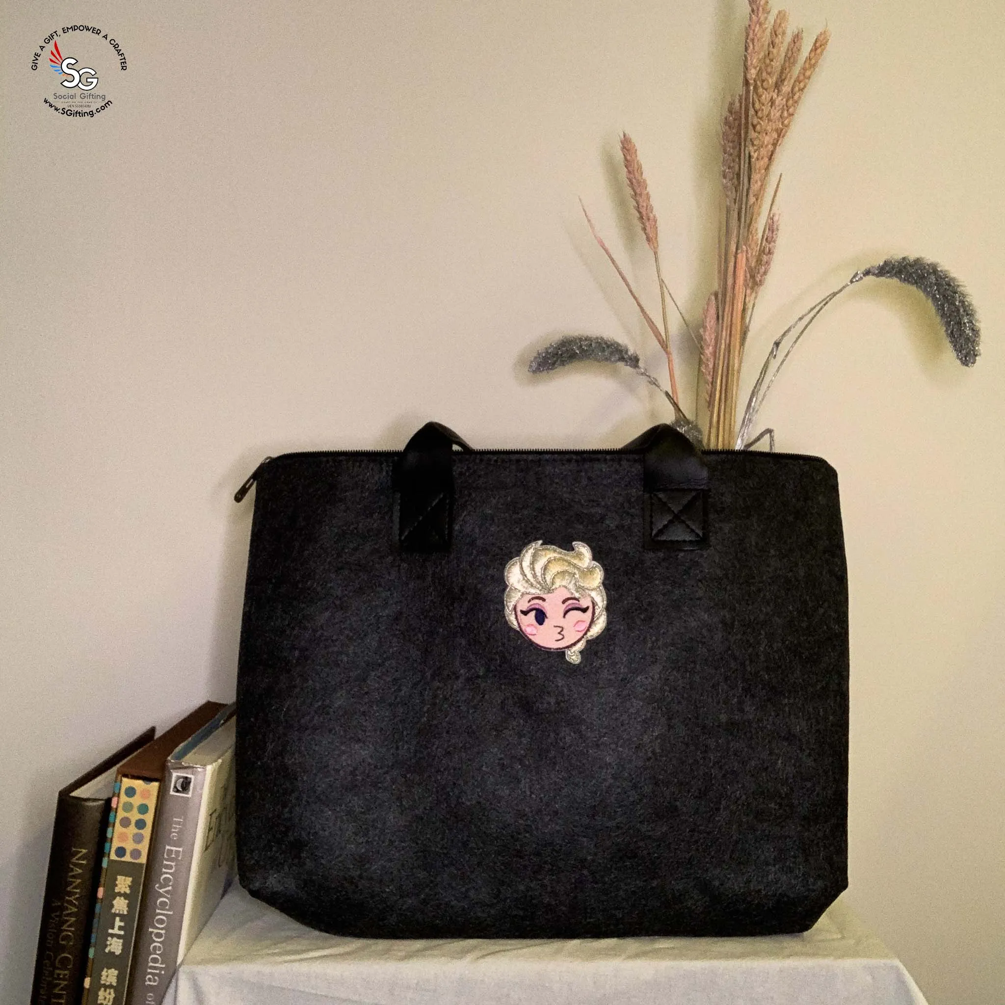 Felt Laptop Bag with Iron-on Patch - B