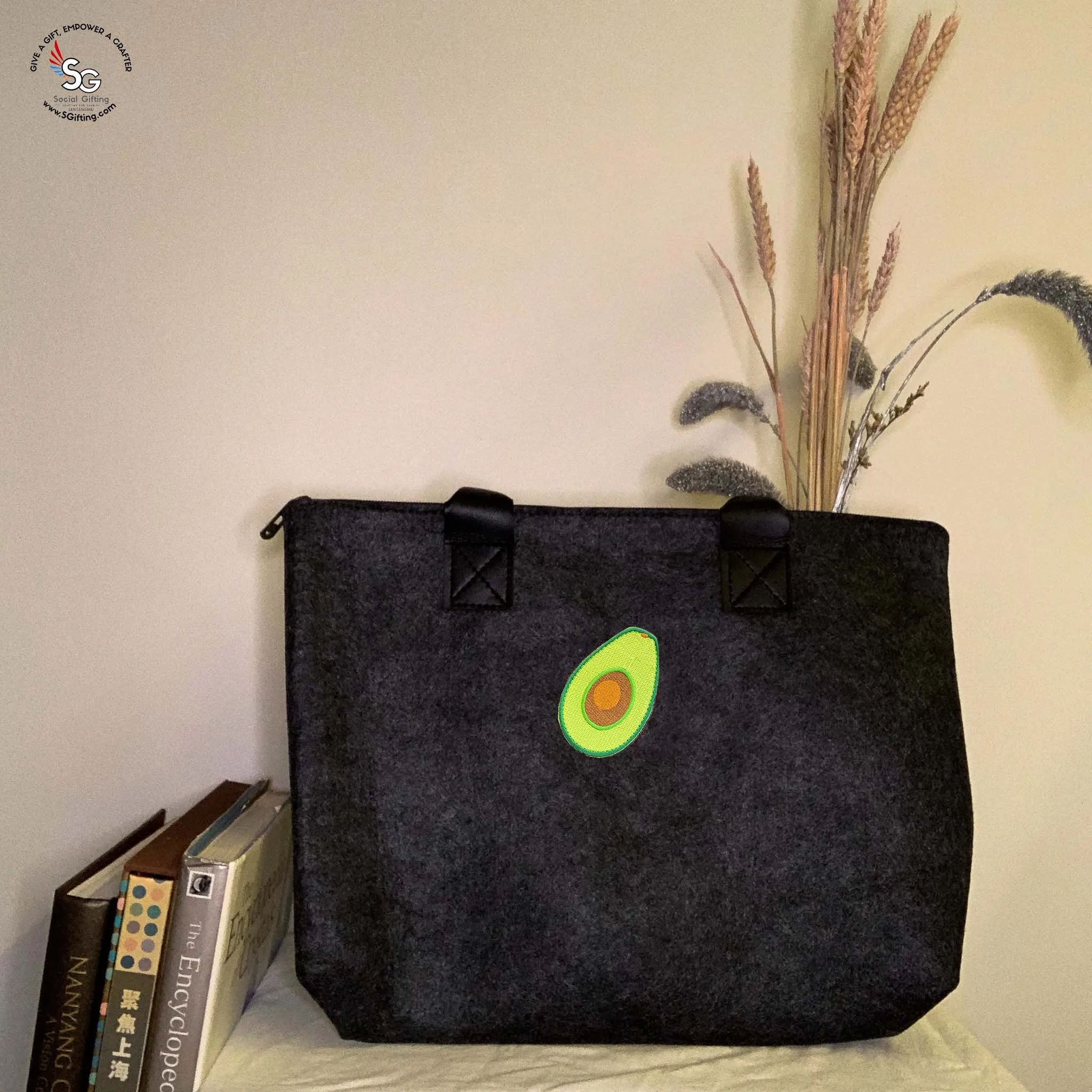 Felt Laptop Bag with Iron-on Patch - B