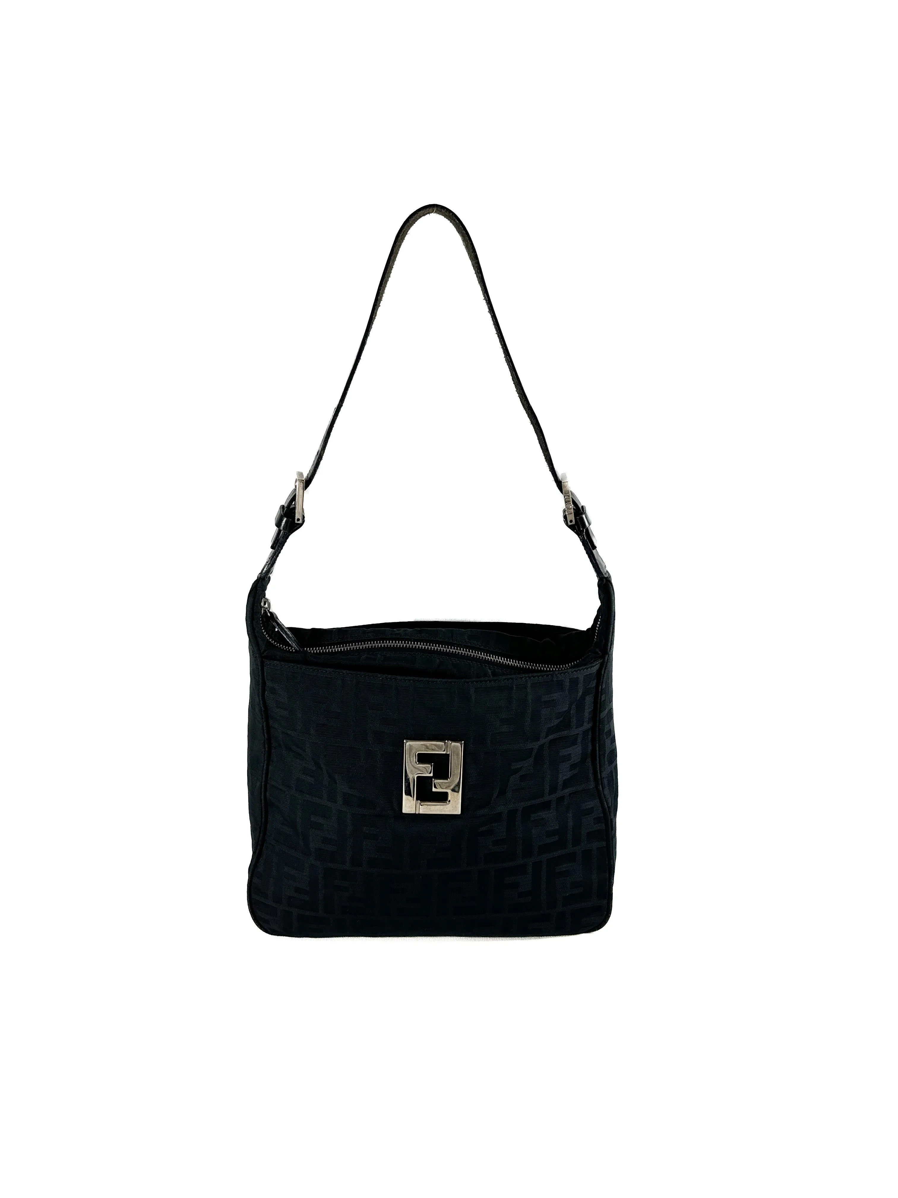 Fendi black vintage Zucca shoulder bag