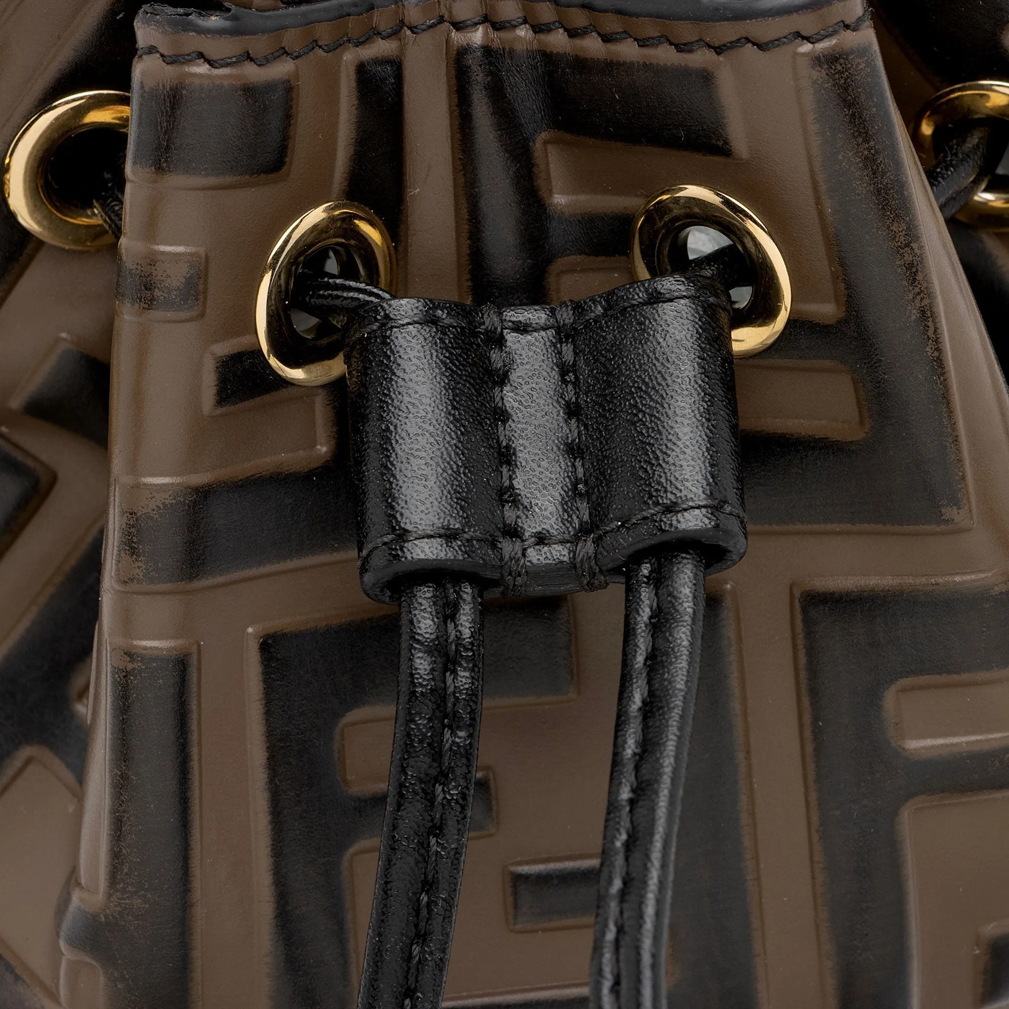 Fendi FF Embossed Calfskin Mon Tresor Mini Bucket Bag (SHF-mo1hOL)